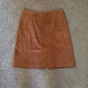 Ann Taylor 100% leather tan pencil skirt Sz 6